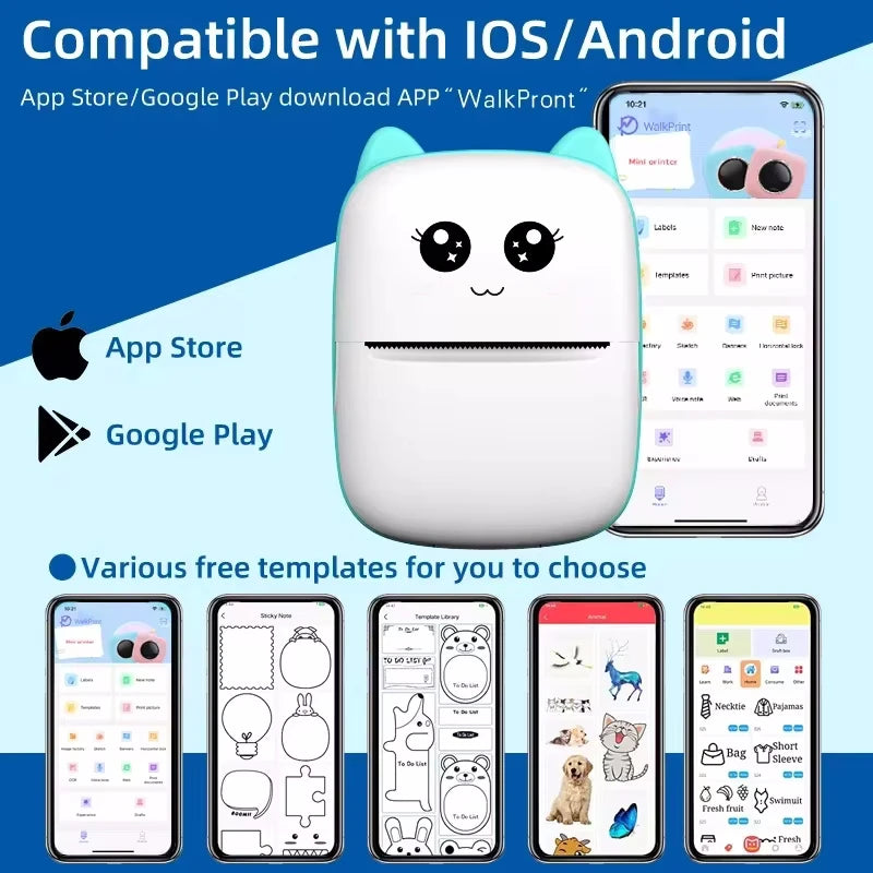Mini Portable Thermal Printer - Wireless Bluetooth Photo & Label Printer for Android & iOS