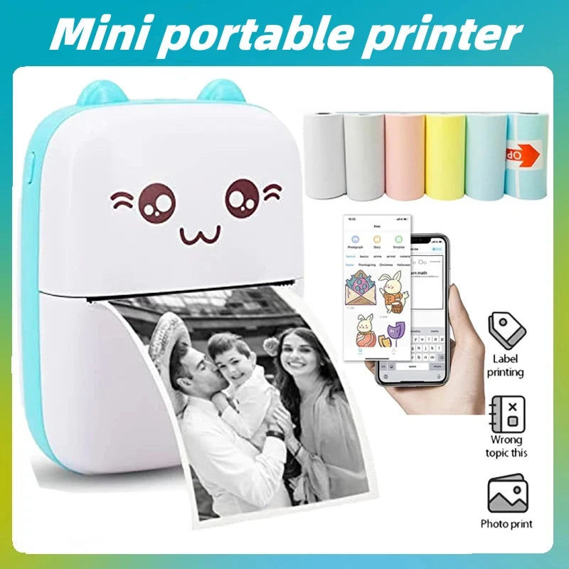 Mini Portable Thermal Printer - Wireless Bluetooth Photo & Label Printer for Android & iOS